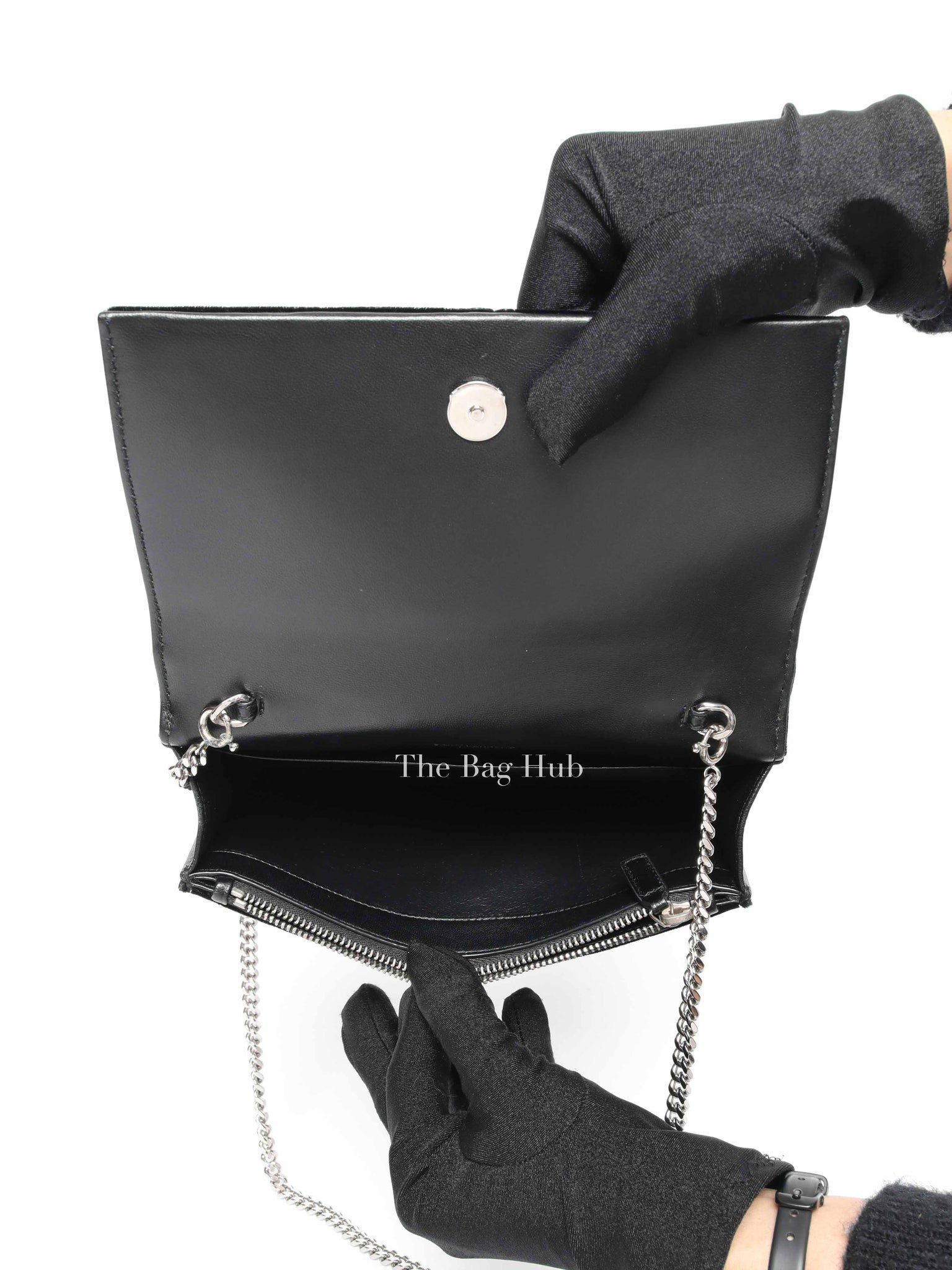 Saint Laurent Black Velvet Crystal-Embellished Toy Kate Tassel Clutch Bag