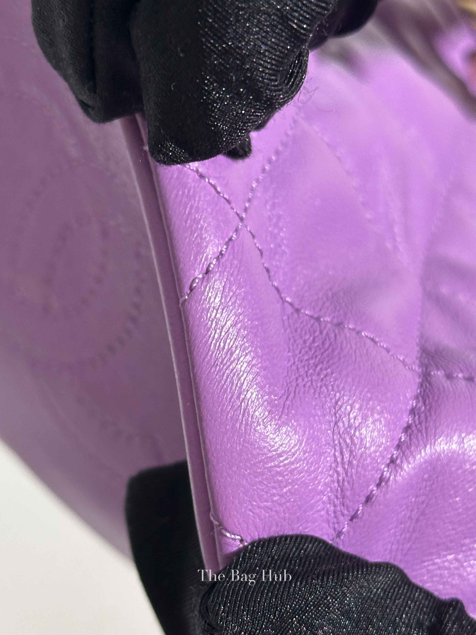 Chanel Purple Leather CC Bucket Bag GHW Microchipped