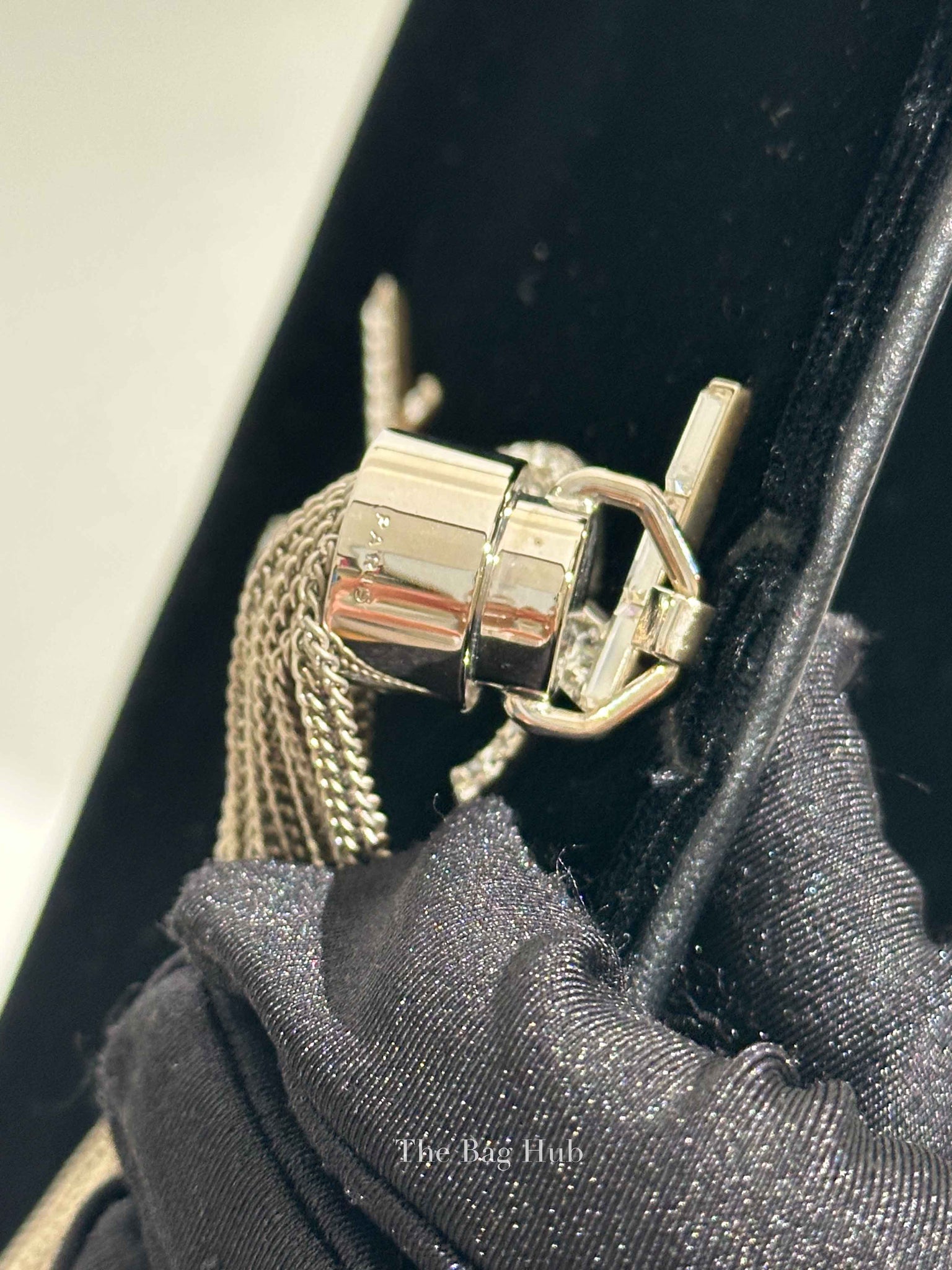 Saint Laurent Black Velvet Crystal-Embellished Toy Kate Tassel Clutch Bag