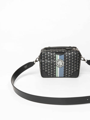 Moynat Black Carbon Silver Canvas Camera Bag