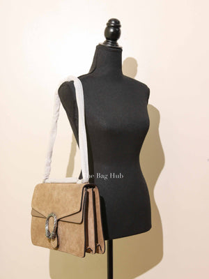Gucci Beige Suede and Leather Medium Dionysus Shoulder Bag