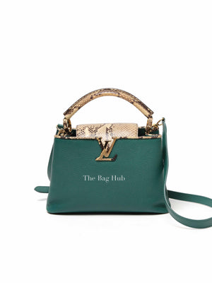 Louis Vuitton Emerald Taurillo Leather Python BB Capucine Bag