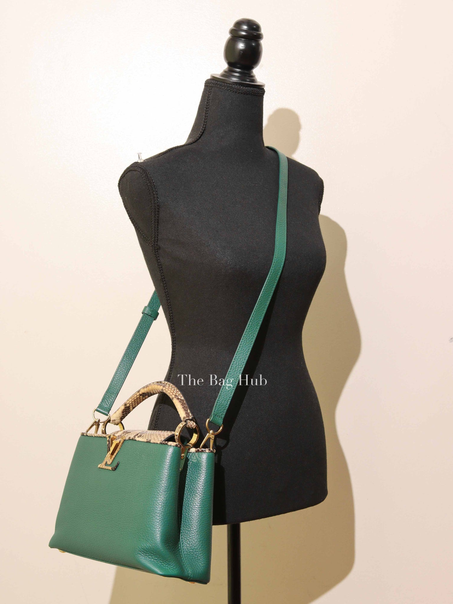 Louis Vuitton Emerald Taurillo Leather Python BB Capucine Bag