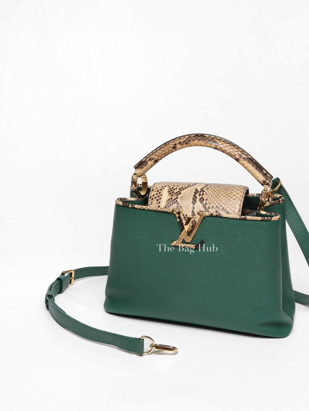 Louis Vuitton Emerald Taurillo Leather Python BB Capucine Bag