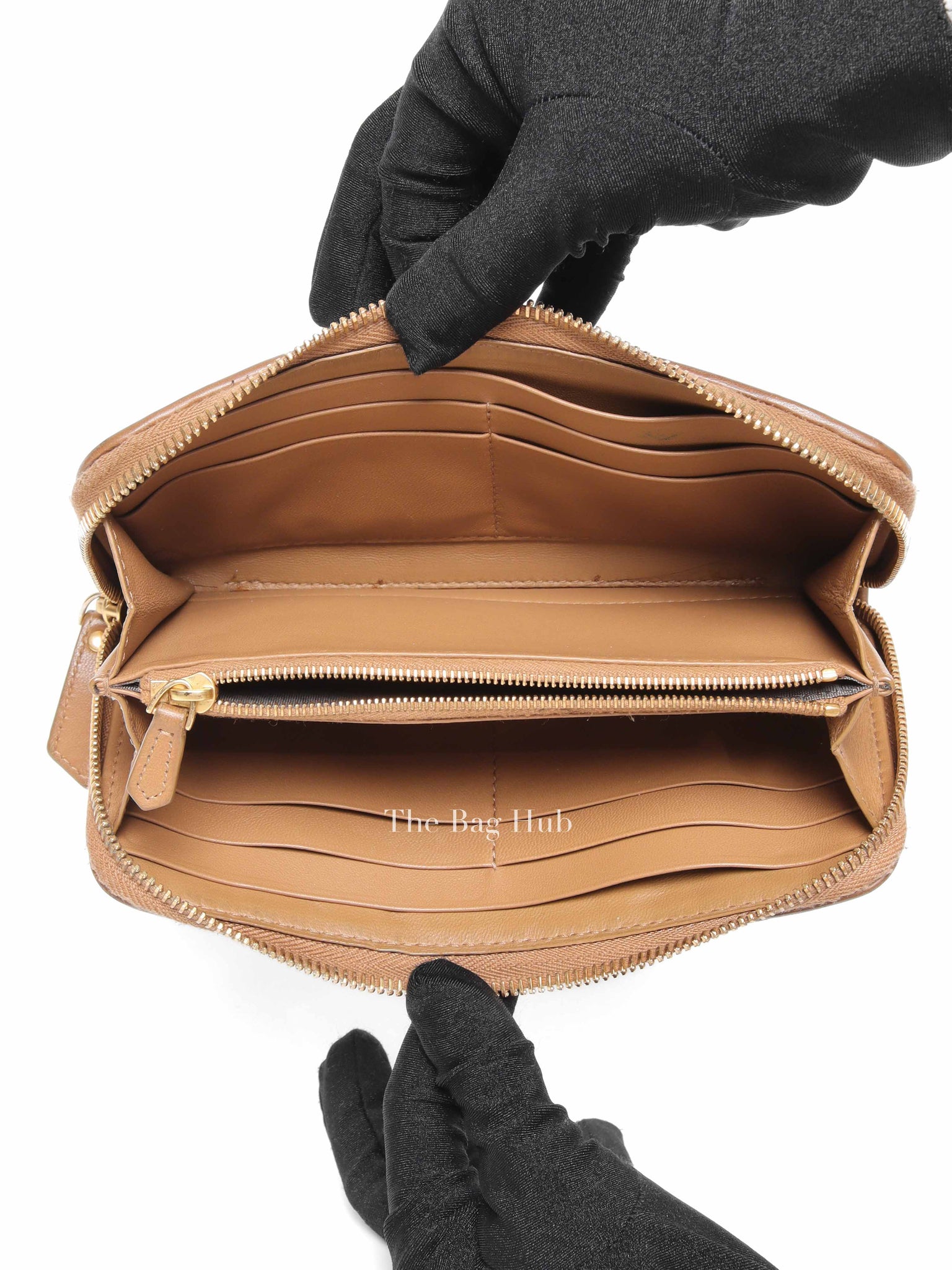 Bottega Veneta Brown/Pink Leather Intrecciato Long Wallet