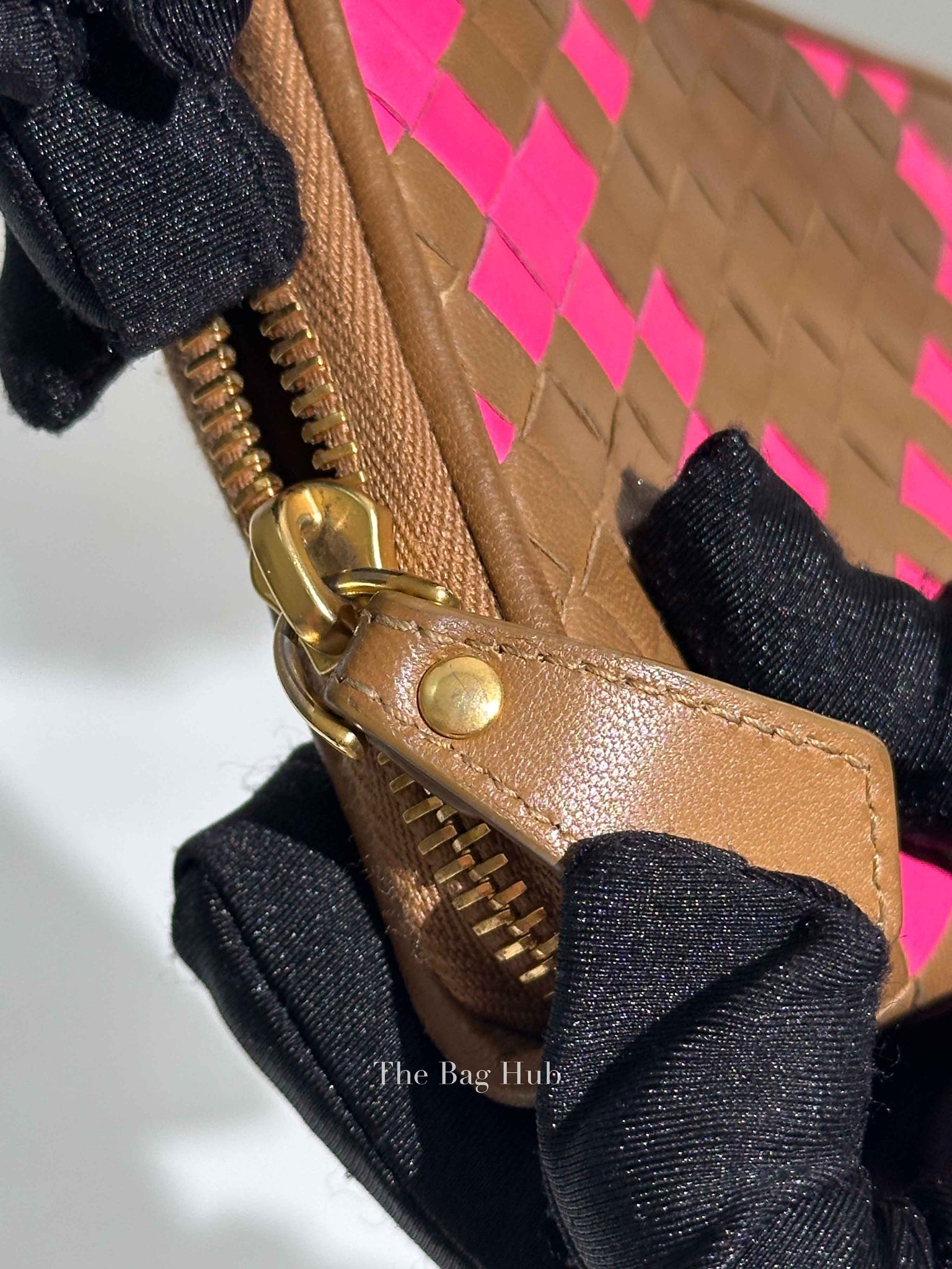 Bottega Veneta Brown/Pink Leather Intrecciato Long Wallet