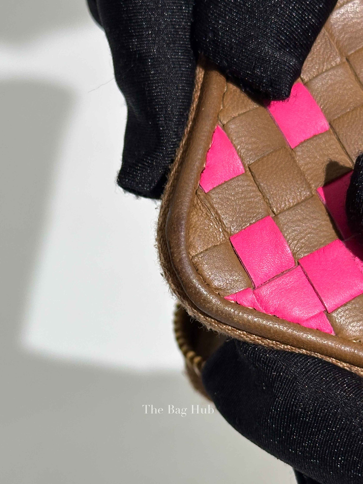 Bottega Veneta Brown/Pink Leather Intrecciato Long Wallet