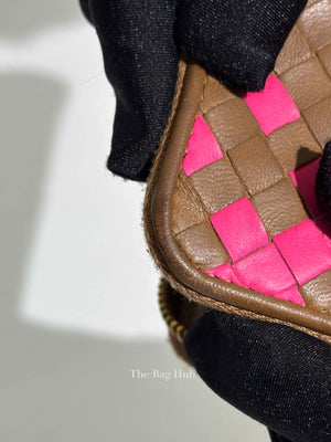 Bottega Veneta Brown/Pink Leather Intrecciato Long Wallet