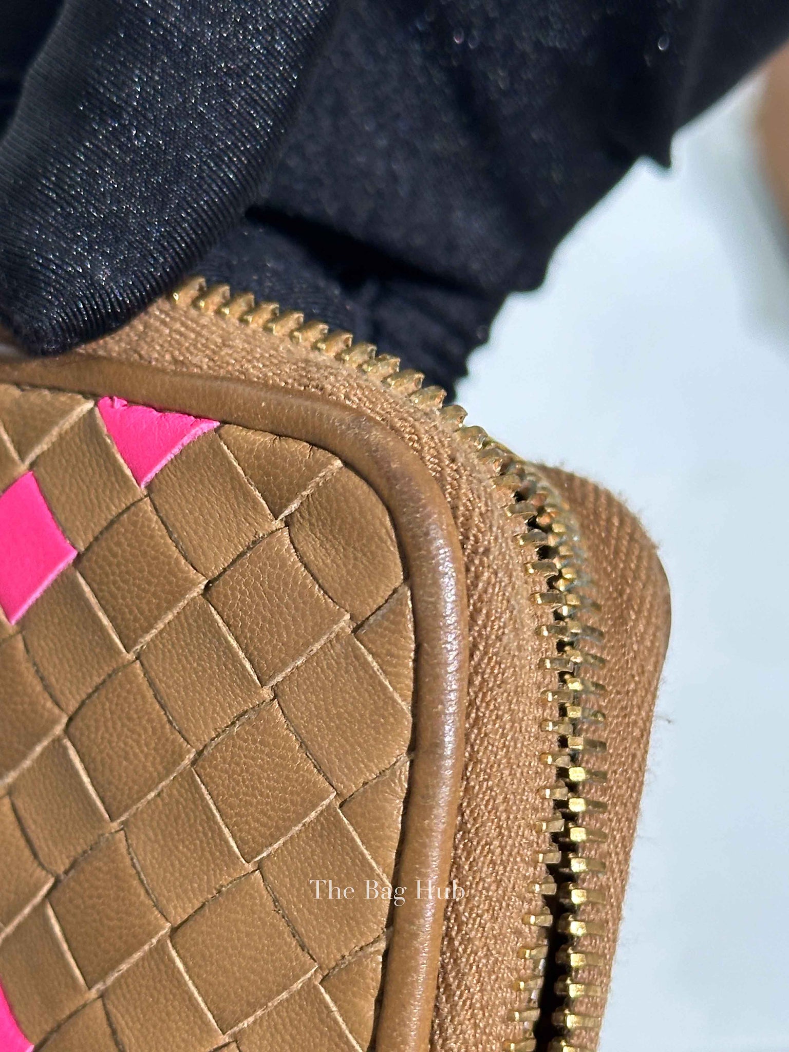 Bottega Veneta Brown/Pink Leather Intrecciato Long Wallet