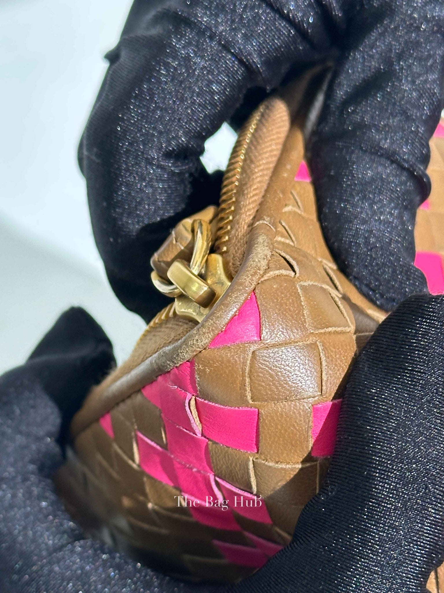 Bottega Veneta Brown/Pink Leather Intrecciato Long Wallet