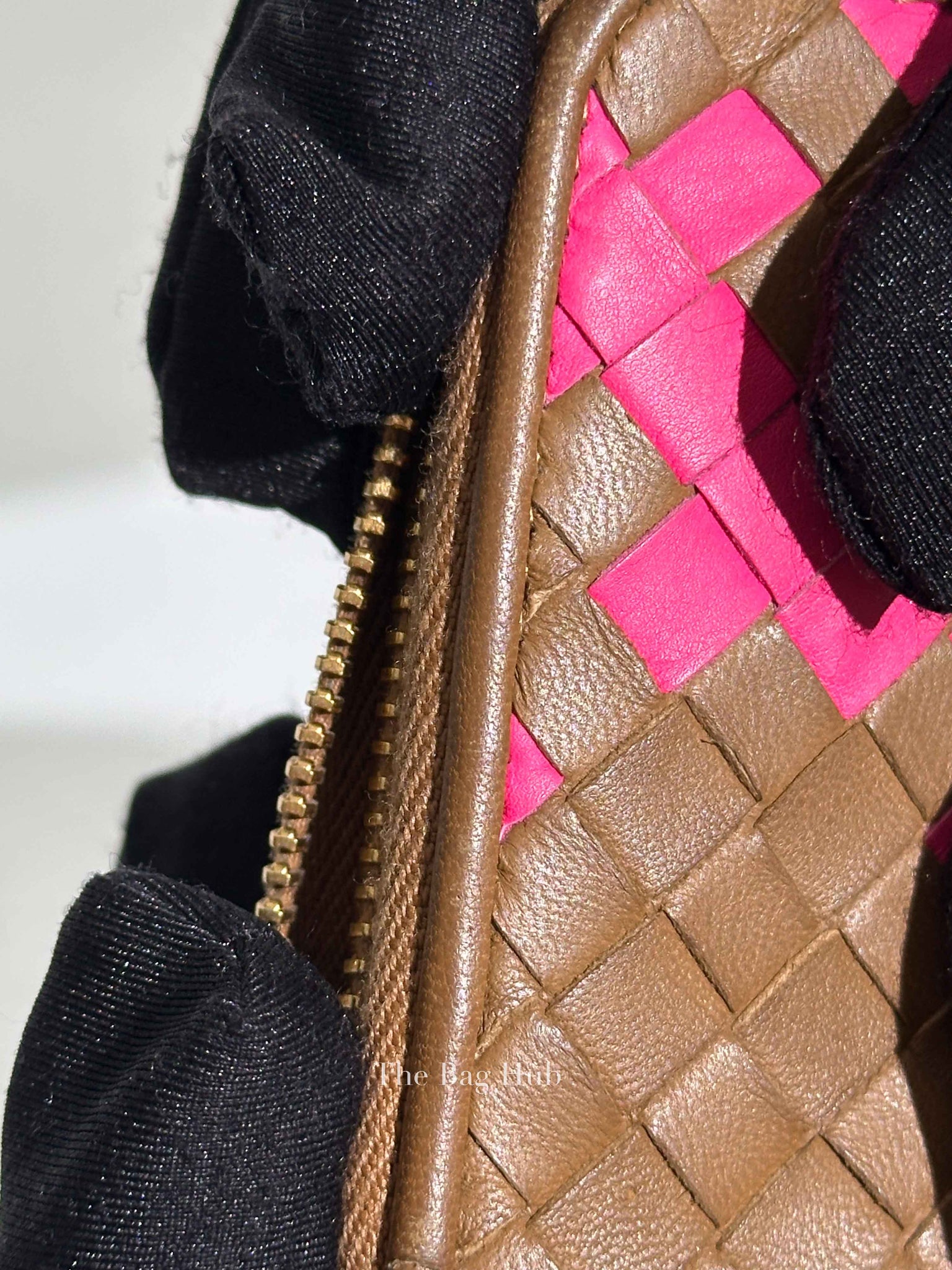 Bottega Veneta Brown/Pink Leather Intrecciato Long Wallet