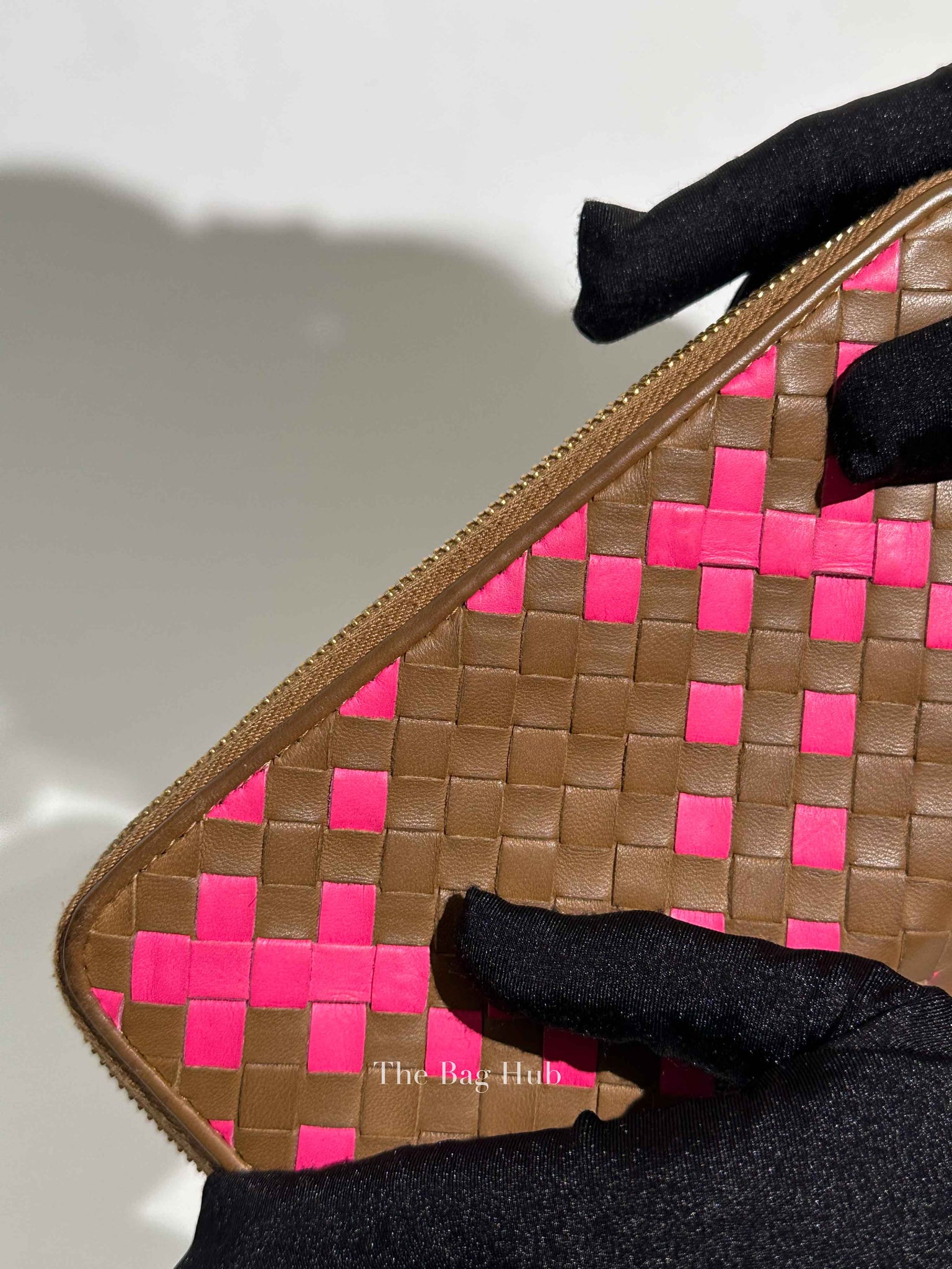 Bottega Veneta Brown/Pink Leather Intrecciato Long Wallet