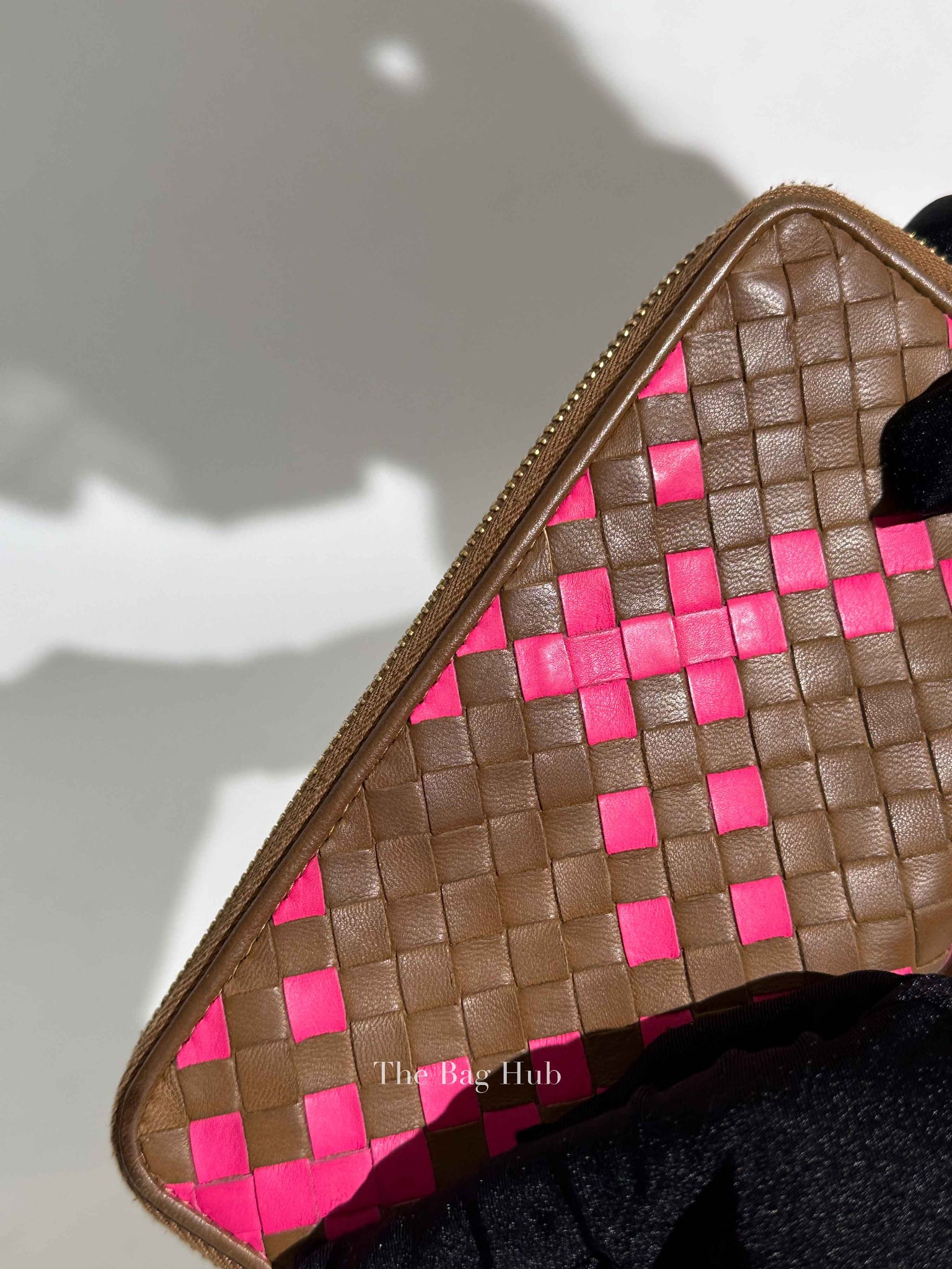 Bottega Veneta Brown/Pink Leather Intrecciato Long Wallet