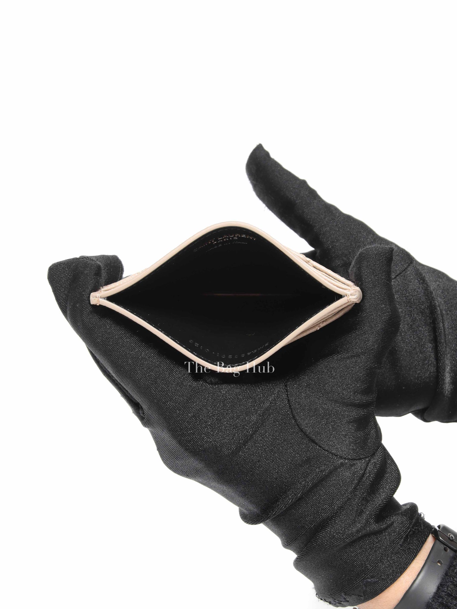 Saint Laurent Sea Salt Grain De Poudre Matelasse Chevron Monogram Card Case