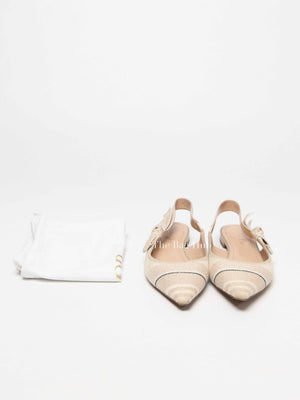 Dior Beige Embroidered Ballet Flats Size 37