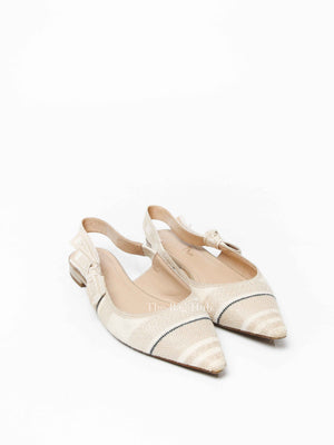 Dior Beige Embroidered Ballet Flats Size 37