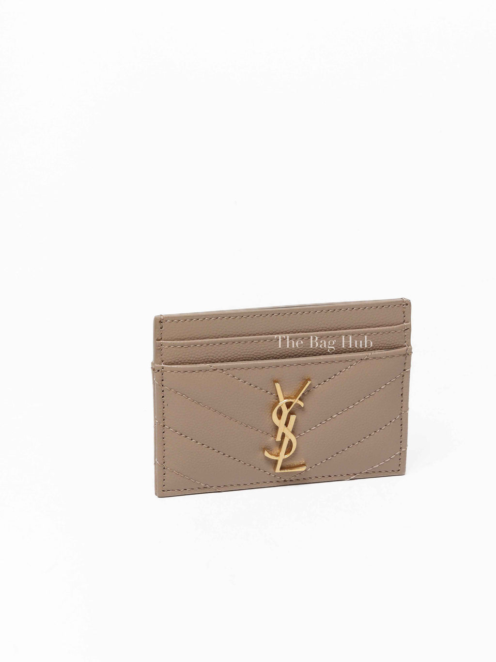 Saint Laurent Sea Salt Grain De Poudre Matelasse Chevron Monogram Card Case