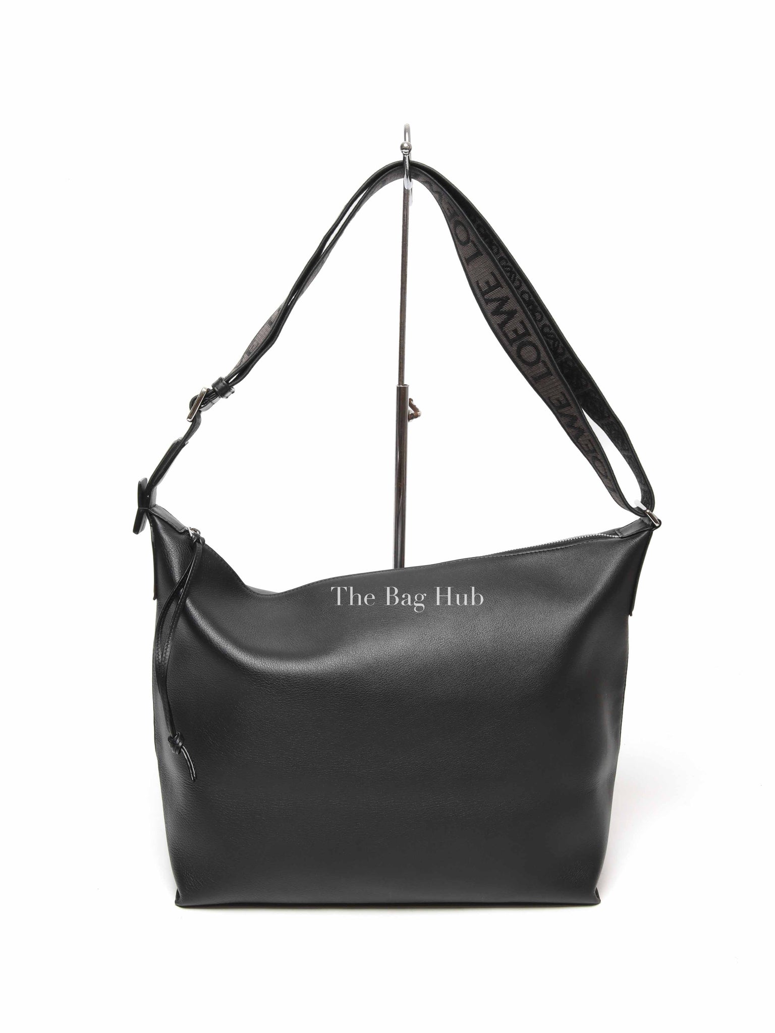 Loewe Black Supple Smooth Calfskin and Jacquard Medium Cubi Crossbody Bag