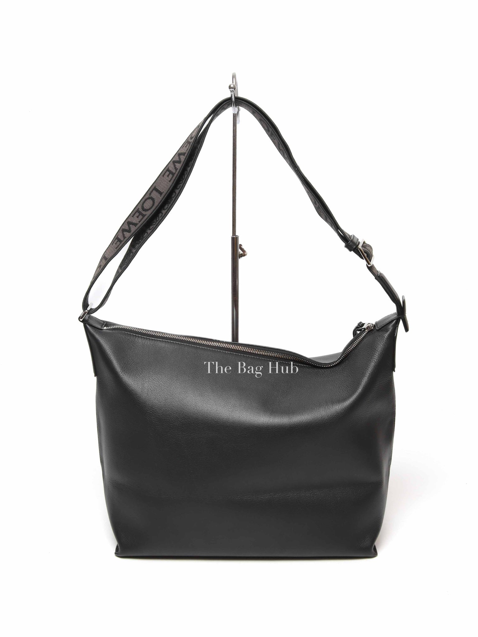Loewe Black Supple Smooth Calfskin and Jacquard Medium Cubi Crossbody Bag