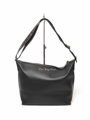 Loewe Black Supple Smooth Calfskin and Jacquard Medium Cubi Crossbody Bag