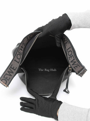 Loewe Black Supple Smooth Calfskin and Jacquard Medium Cubi Crossbody Bag