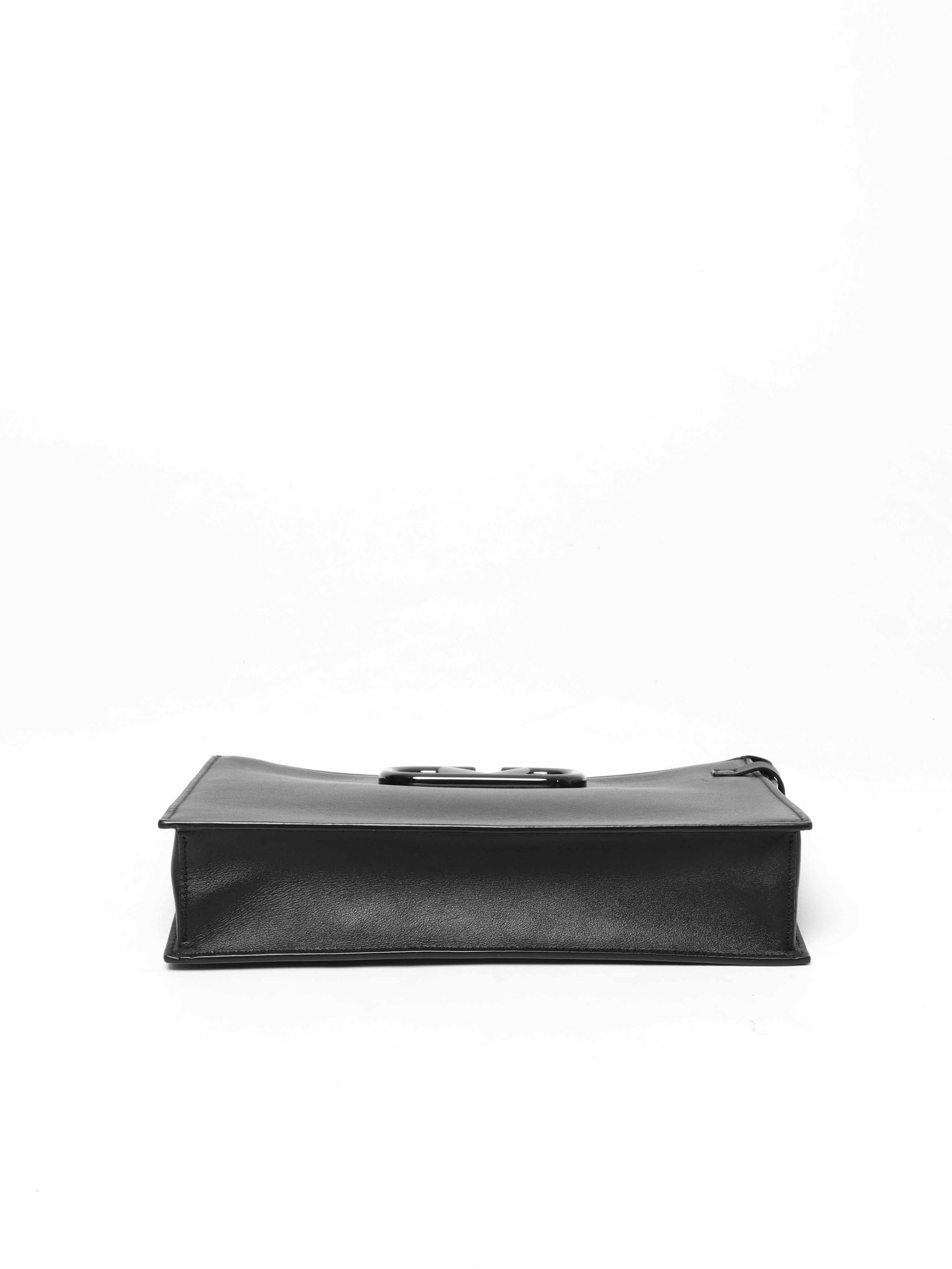 Valentino Black Leather Vlogo Signature Calfskin Pouch Bag