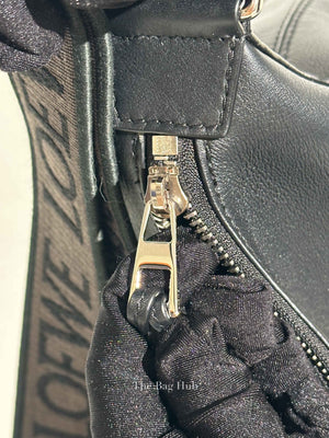 Loewe Black Supple Smooth Calfskin and Jacquard Medium Cubi Crossbody Bag
