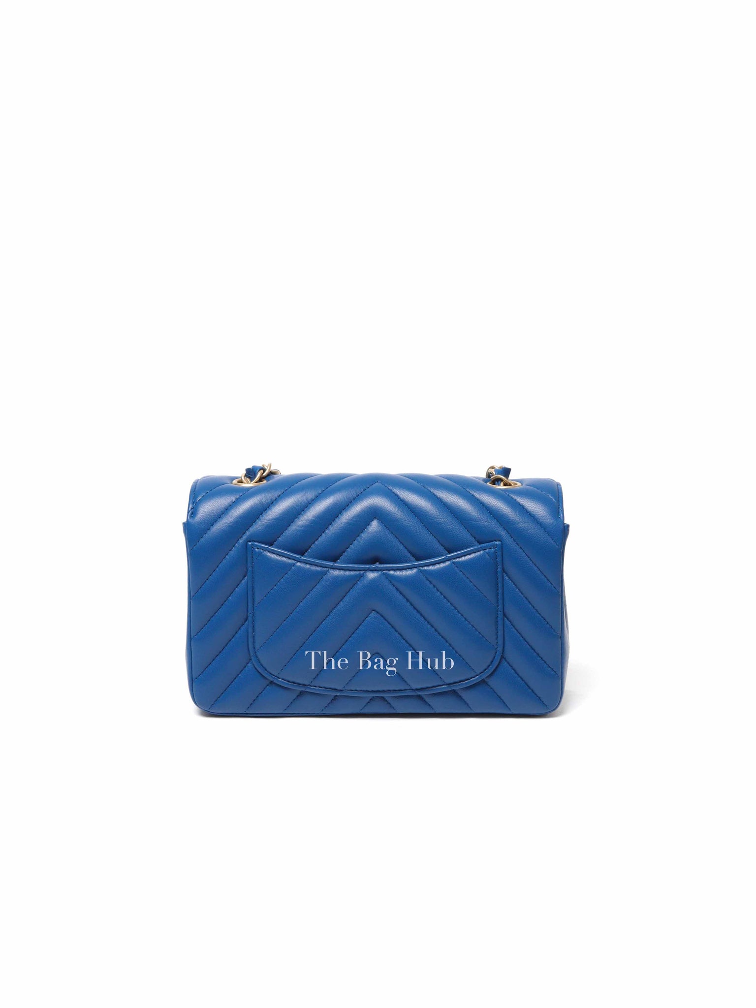 Chanel Blue Chevron Quilted Lambskin Leather Classic Rectangular Mini Flap Bag
