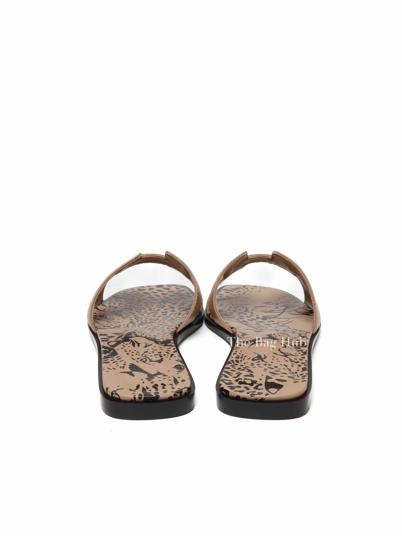 Hermes Beige Argile Leather Oran Sandals Size 37.5