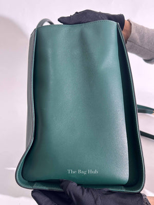 Valentino Green Leather VLogo Plaque Top Handle Bag