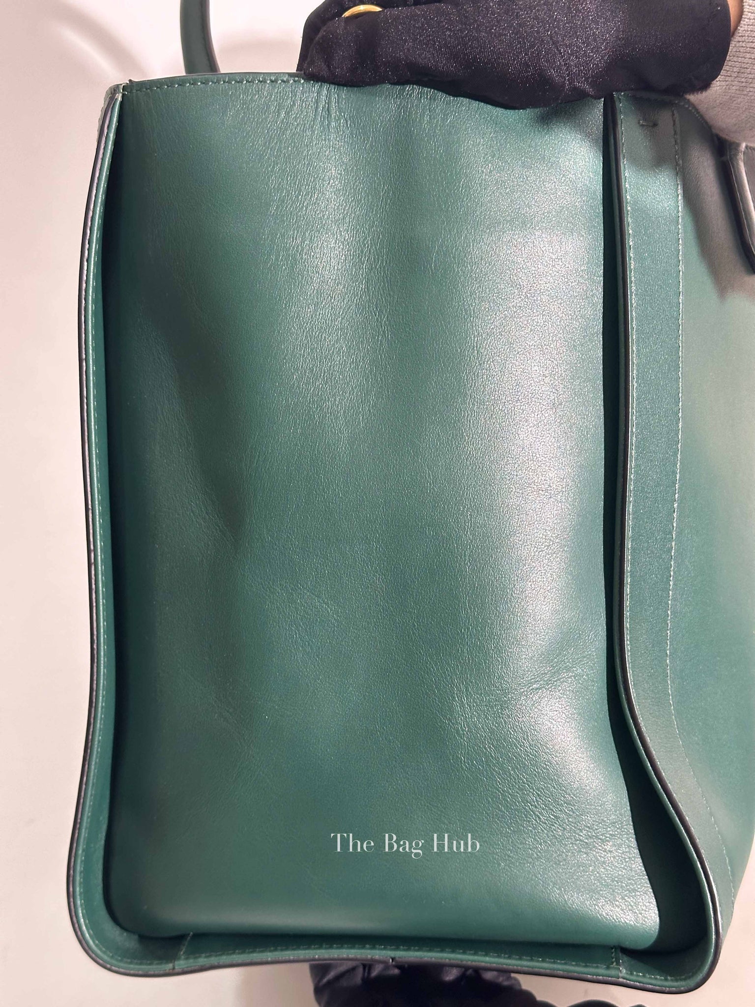 Valentino Green Leather VLogo Plaque Top Handle Bag