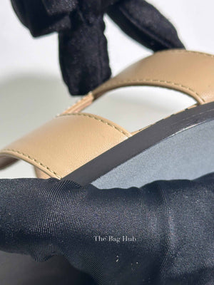 Hermes Beige Argile Leather Oran Sandals Size 37.5