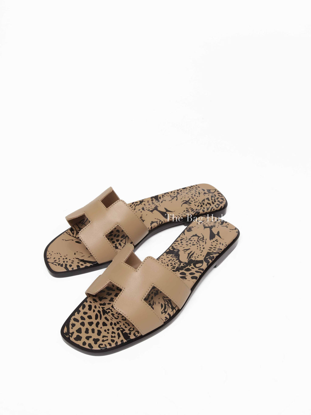 Hermes Beige Argile Leather Oran Sandals Size 37.5