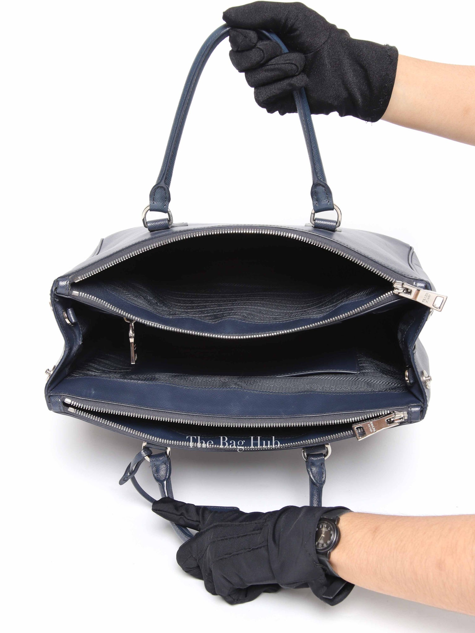 Prada Baltico Saffiano Lux Large Double Zip Tote Bag