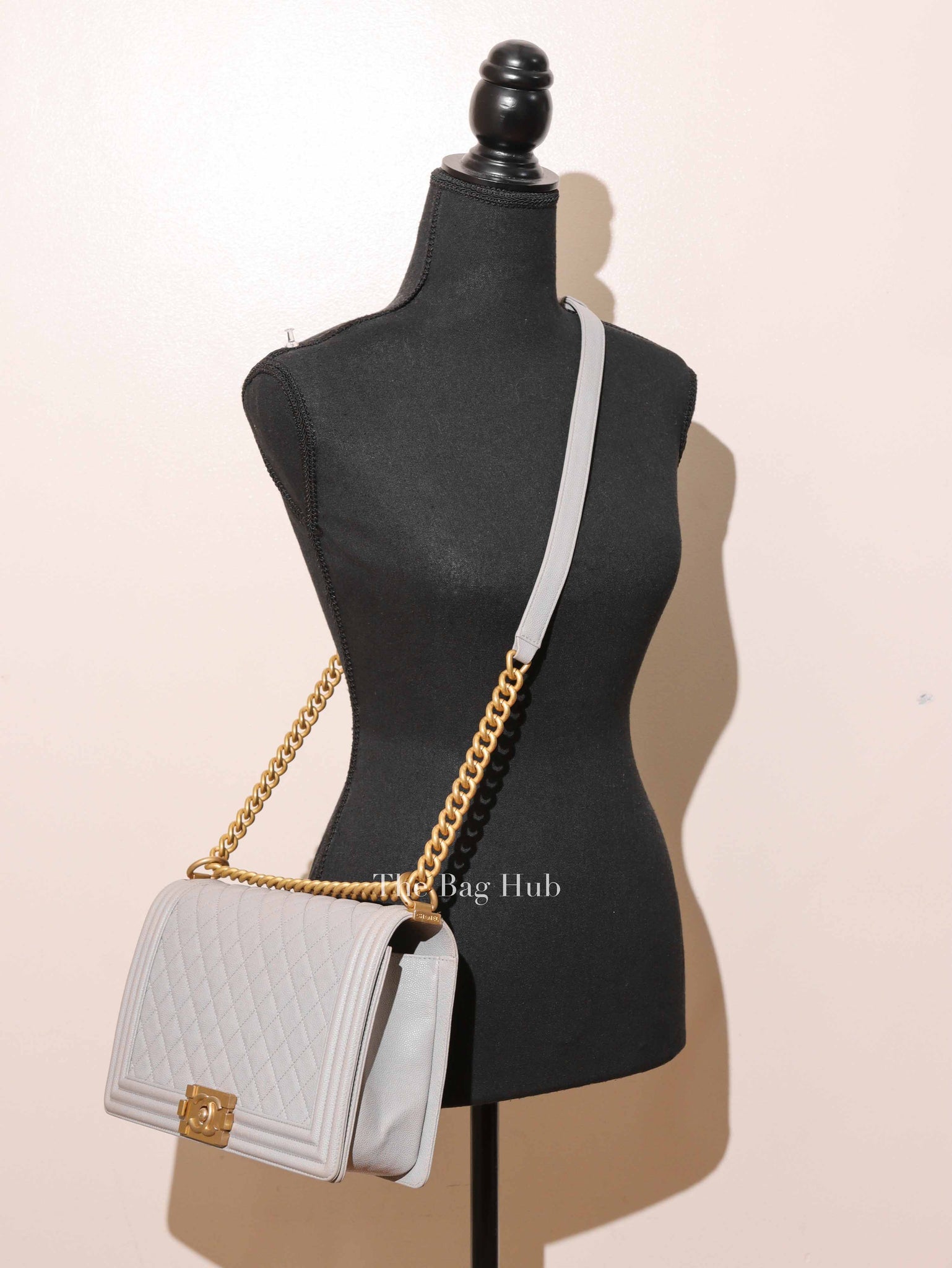 Chanel Grey Caviar New Medium Le Boy Bag GHW