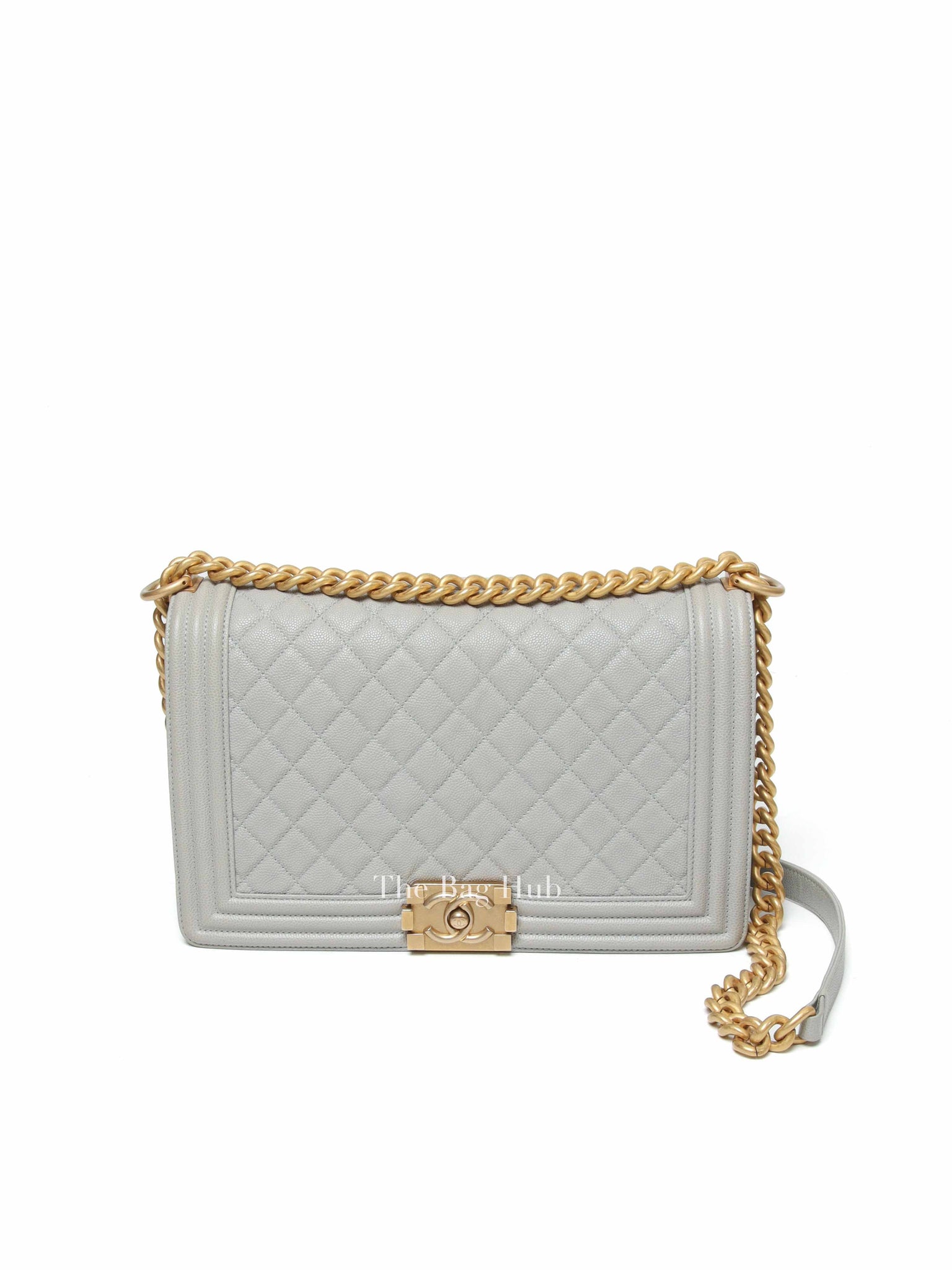 Chanel Grey Caviar New Medium Le Boy Bag GHW