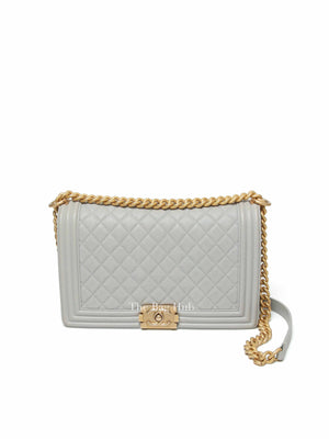 Chanel Grey Caviar New Medium Le Boy Bag GHW