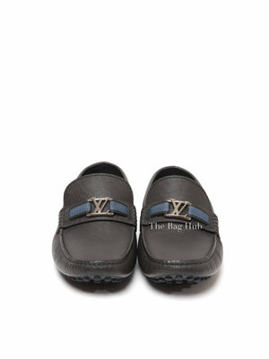 Louis Vuitton Dark Grey Leather Hockenheim Slip On Loafers Men's Size 6