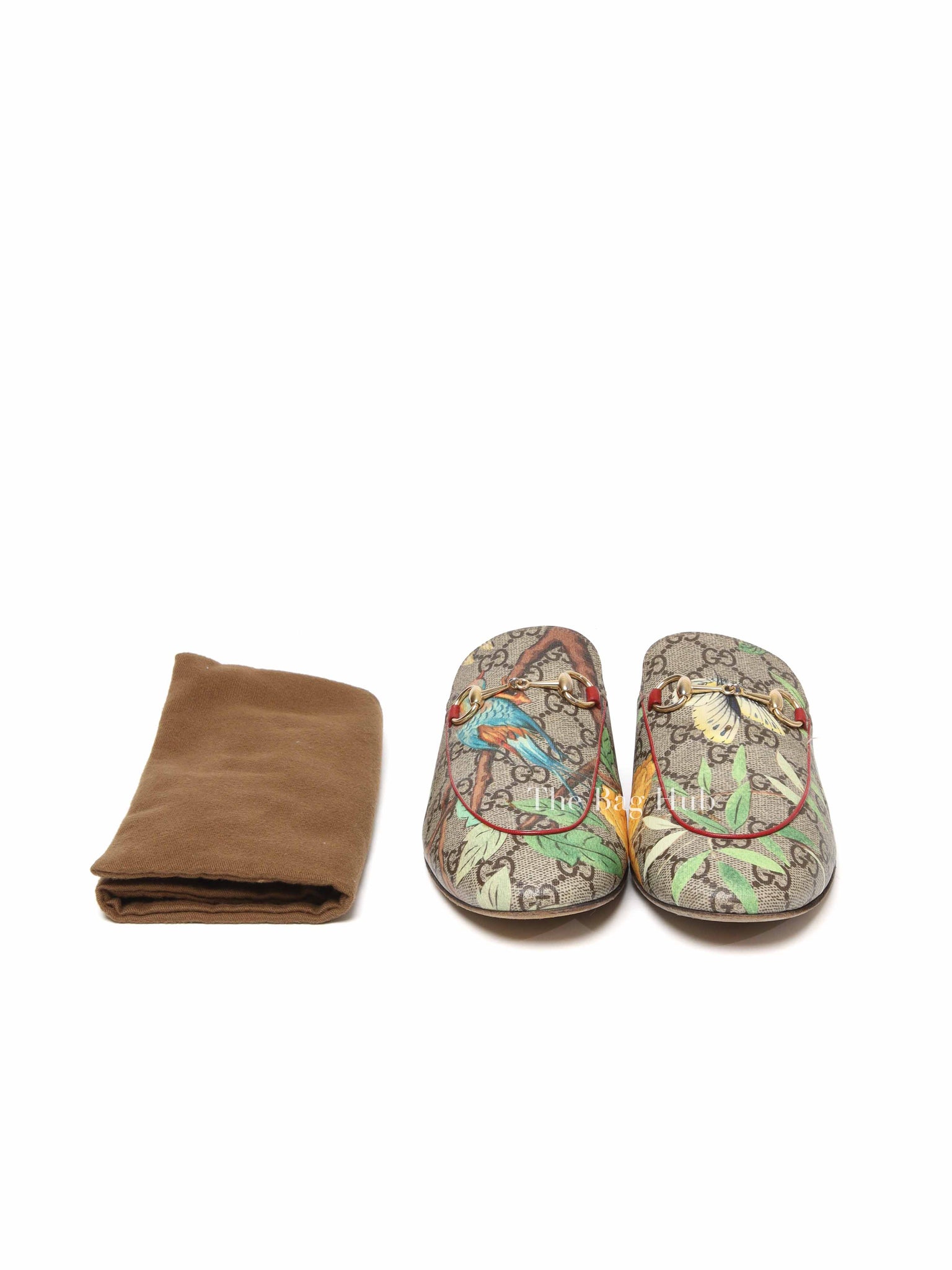 Gucci Grey GG Coated Canvas Tian Princetown Flat Sandals Size 36.5