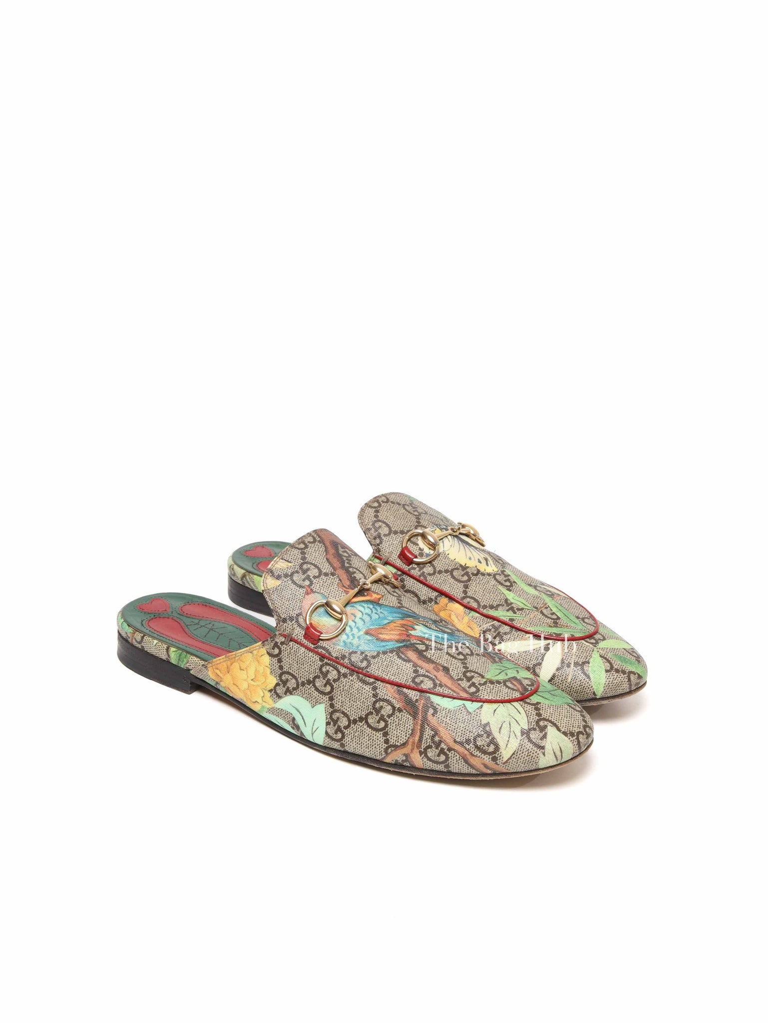 Gucci Grey GG Coated Canvas Tian Princetown Flat Sandals Size 36.5