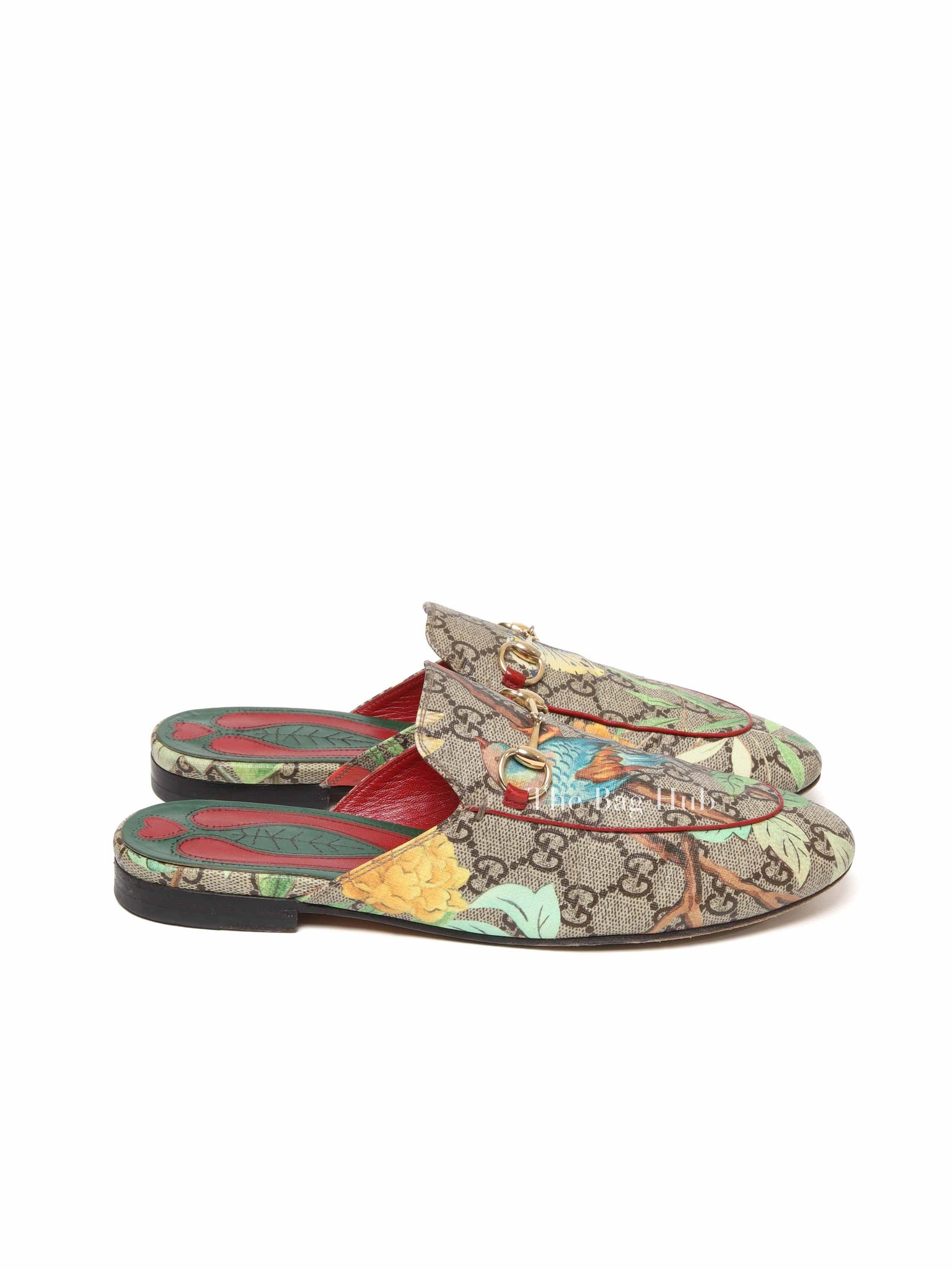 Gucci Grey GG Coated Canvas Tian Princetown Flat Sandals Size 36.5