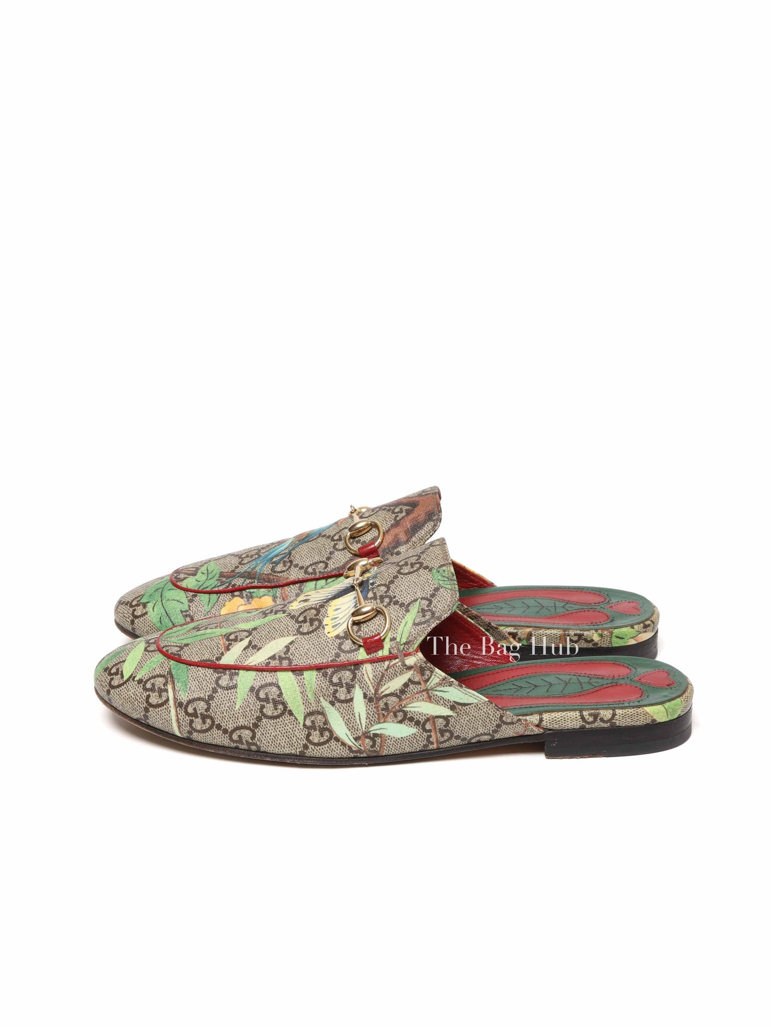Gucci Grey GG Coated Canvas Tian Princetown Flat Sandals Size 36.5