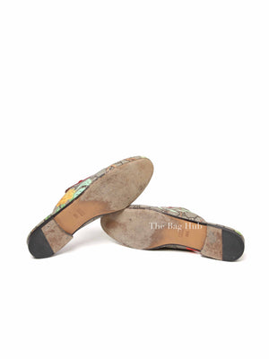 Gucci Grey GG Coated Canvas Tian Princetown Flat Sandals Size 36.5
