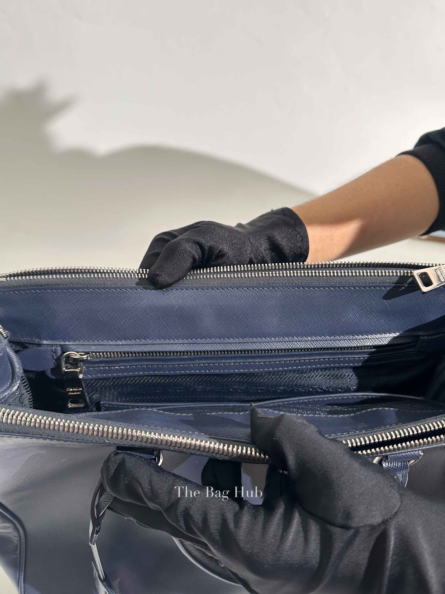 Prada Baltico Saffiano Lux Large Double Zip Tote Bag