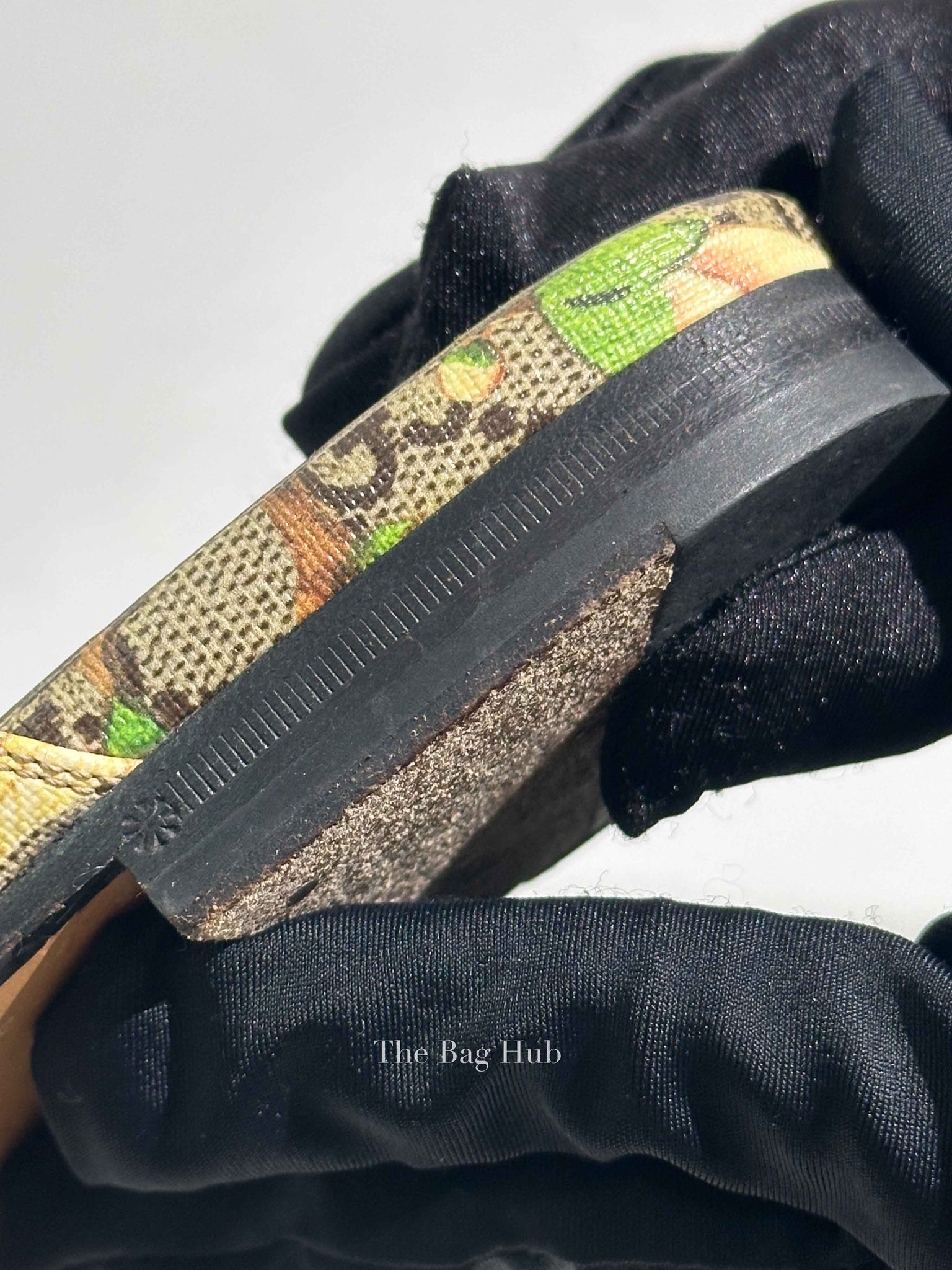 Gucci Grey GG Coated Canvas Tian Princetown Flat Sandals Size 36.5