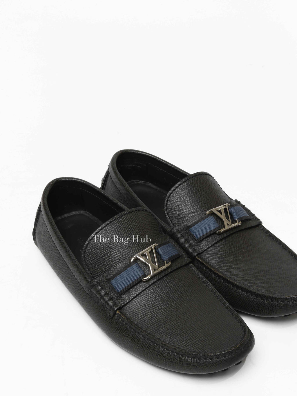 Louis Vuitton Dark Grey Leather Hockenheim Slip On Loafers Men's Size 6