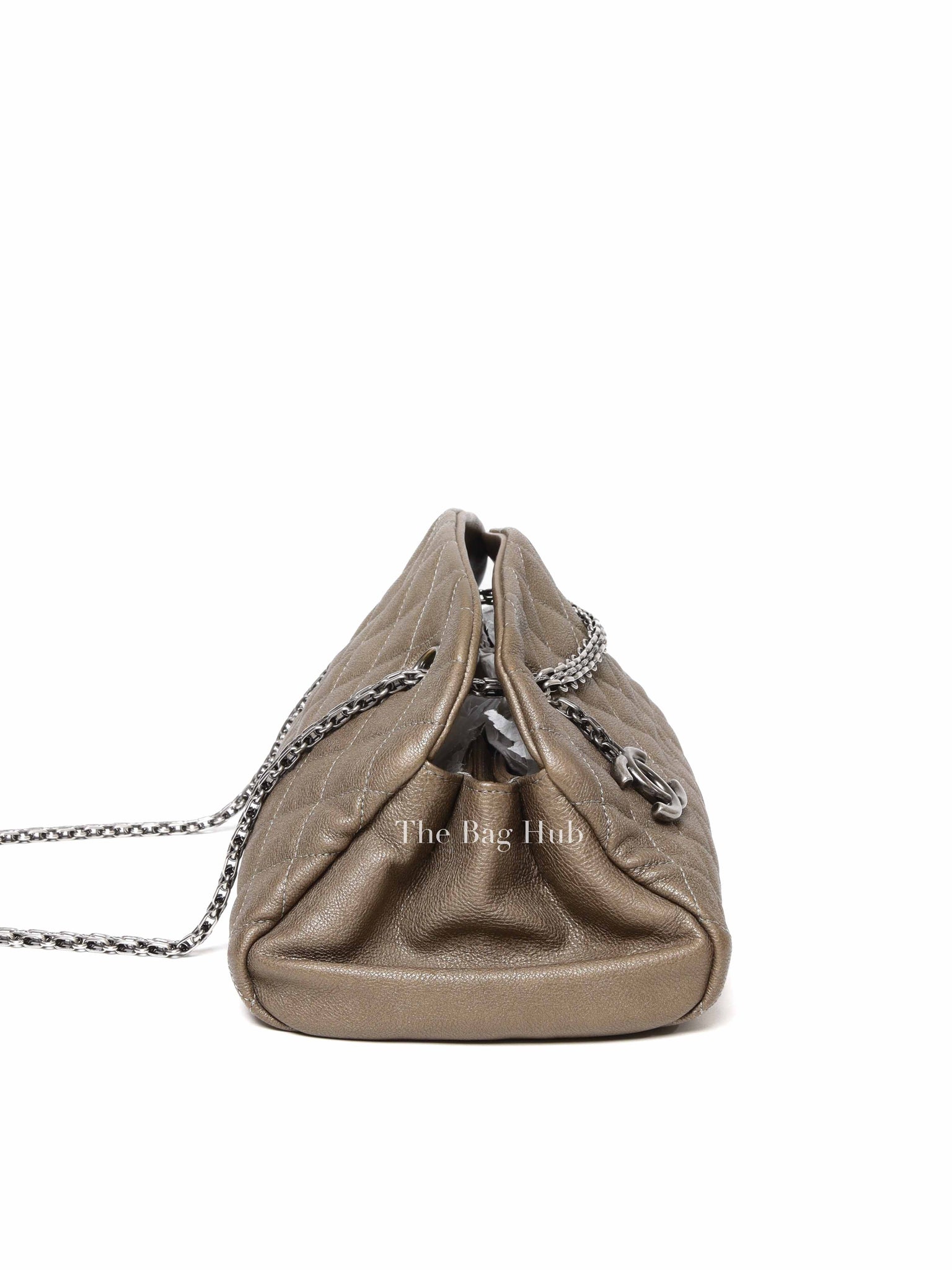 Chanel Olive Green Quilted Caviar Mademoiselle Bowler Bag