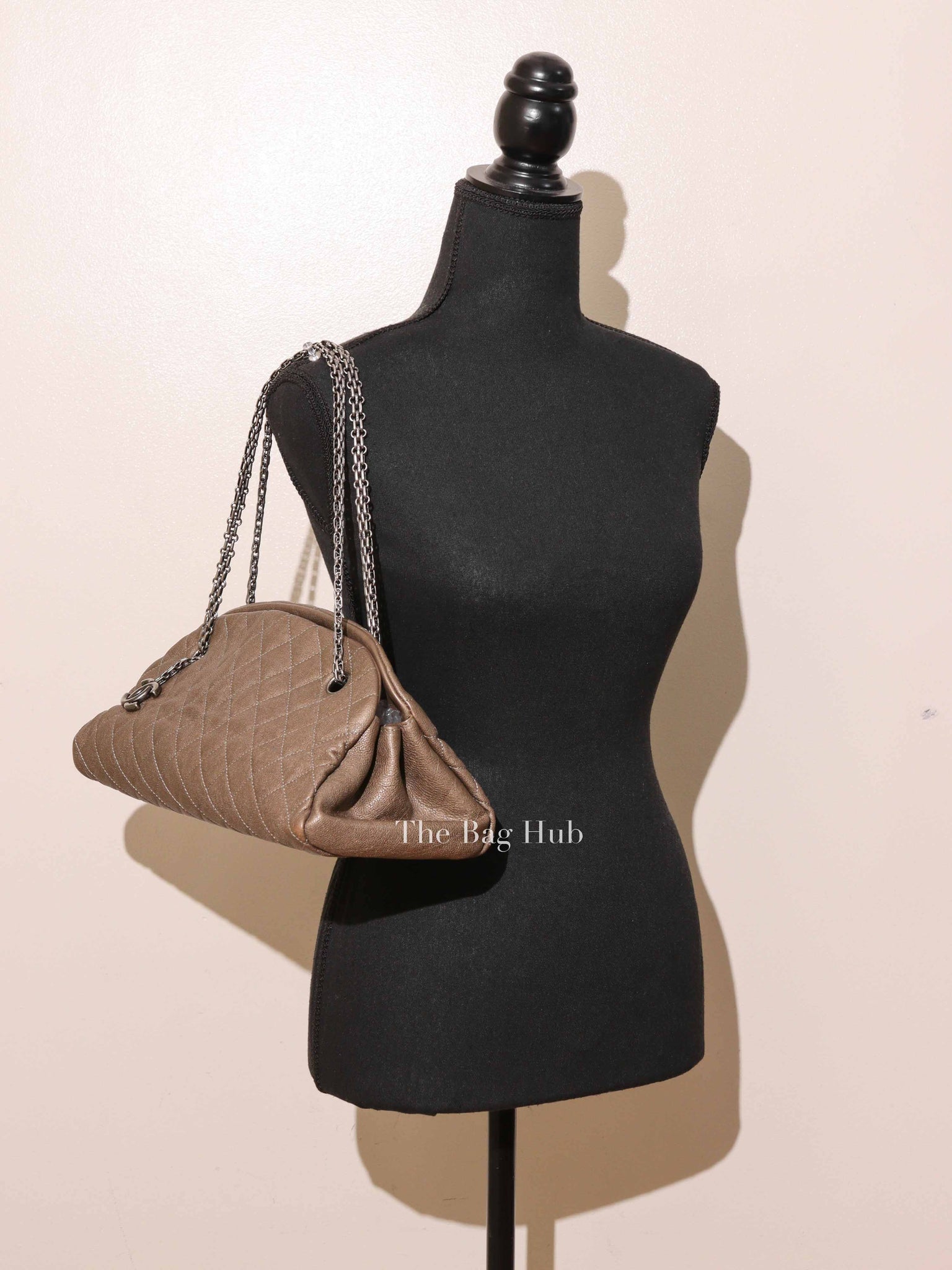 Chanel Olive Green Quilted Caviar Mademoiselle Bowler Bag