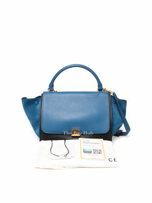 Celine Black Blue Leather Trapeze Medium Bag