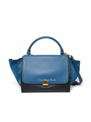Celine Black Blue Leather Trapeze Medium Bag